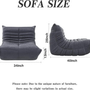 Bean Bag Chair, Lazy Floor Sofa Couch for Adults and Kids, Fireside Chair with Ergonomic Design, Memory Foam Lounge Chair for Living Room Bedroom, Office, Grey