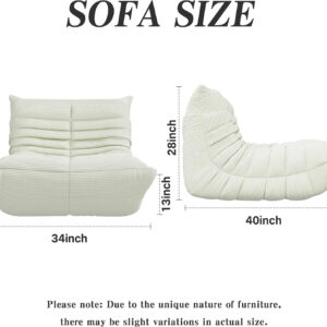 Bean Bag Chair, Lazy Floor Sofa Couch for Adults and Kids, Fireside Chair with Ergonomic Design, Memory Foam Lounge Chair for Living Room Bedroom, Office, Grey