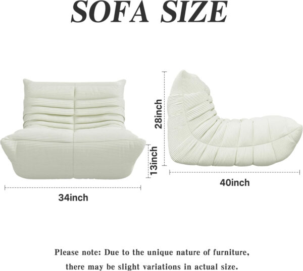 Bean Bag Chair, Lazy Floor Sofa Couch for Adults and Kids, Fireside Chair with Ergonomic Design, Memory Foam Lounge Chair for Living Room Bedroom, Office, Grey