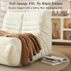 Bean Bag Chair, Lazy Floor Sofa Couch for Adults and Kids, Fireside Chair with Ergonomic Design, Memory Foam Lounge Chair for Living Room Bedroom, Office, Grey