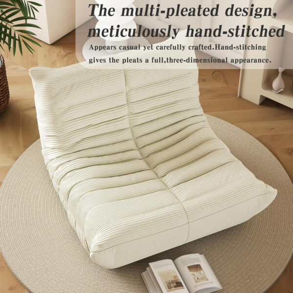 Bean Bag Chair, Lazy Floor Sofa Couch for Adults and Kids, Fireside Chair with Ergonomic Design, Memory Foam Lounge Chair for Living Room Bedroom, Office, Grey