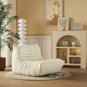 Bean Bag Chair, Lazy Floor Sofa Couch for Adults and Kids, Fireside Chair with Ergonomic Design, Memory Foam Lounge Chair for Living Room Bedroom, Office, Grey