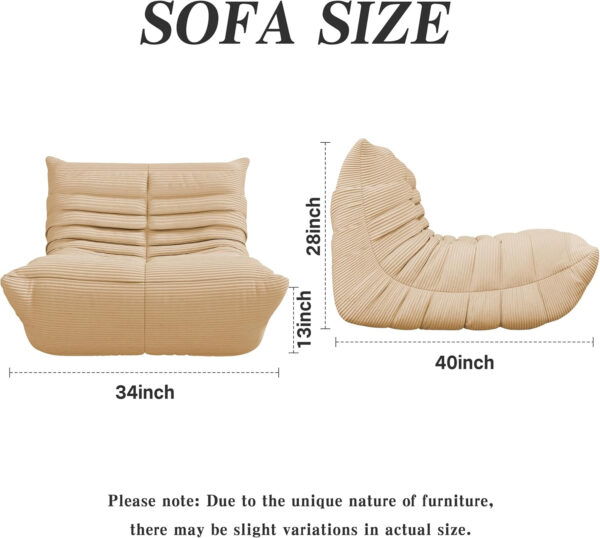 Bean Bag Chair, Lazy Floor Sofa Couch for Adults and Kids, Fireside Chair with Ergonomic Design, Memory Foam Lounge Chair for Living Room Bedroom, Office, Grey