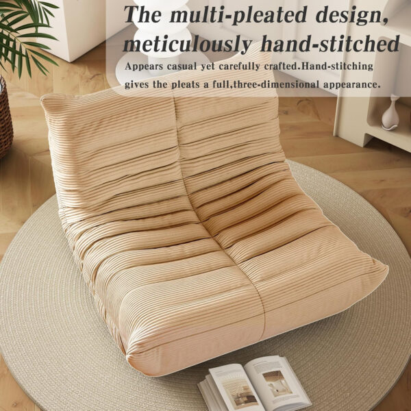 Bean Bag Chair, Lazy Floor Sofa Couch for Adults and Kids, Fireside Chair with Ergonomic Design, Memory Foam Lounge Chair for Living Room Bedroom, Office, Grey