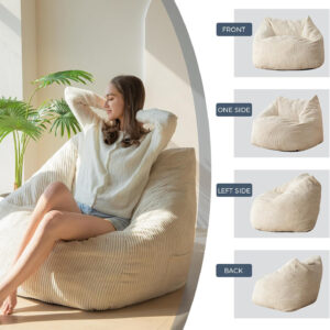 MAXYOYO Bean Bag Chair, Floor Sofa with Handle, Bean Bag Chairs for Adults and Kids, Teens Living Room Bean Bag, Accent Sofa Chair with Pocket for Gaming Reading Relaxing