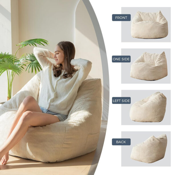 MAXYOYO Bean Bag Chair, Floor Sofa with Handle, Bean Bag Chairs for Adults and Kids, Teens Living Room Bean Bag, Accent Sofa Chair with Pocket for Gaming Reading Relaxing