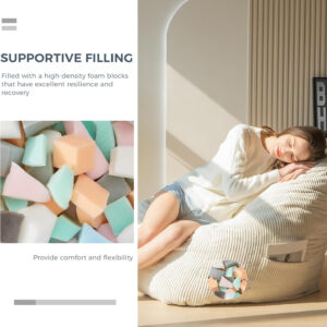 MAXYOYO Bean Bag Chair, Floor Sofa with Handle, Bean Bag Chairs for Adults and Kids, Teens Living Room Bean Bag, Accent Sofa Chair with Pocket for Gaming Reading Relaxing