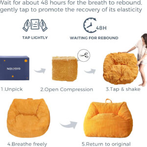 MAXYOYO Bean Bag Chair, Floor Sofa with Handle, Bean Bag Chairs for Adults and Kids, Teens Living Room Bean Bag, Accent Sofa Chair with Pocket for Gaming Reading Relaxing