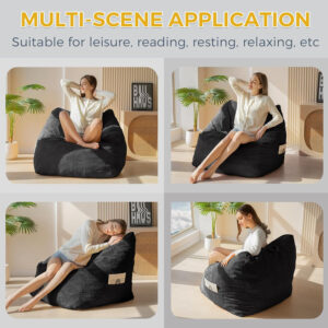 MAXYOYO Bean Bag Chair, Floor Sofa with Handle, Bean Bag Chairs for Adults and Kids, Teens Living Room Bean Bag, Accent Sofa Chair with Pocket for Gaming Reading Relaxing
