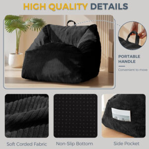 MAXYOYO Bean Bag Chair, Floor Sofa with Handle, Bean Bag Chairs for Adults and Kids, Teens Living Room Bean Bag, Accent Sofa Chair with Pocket for Gaming Reading Relaxing