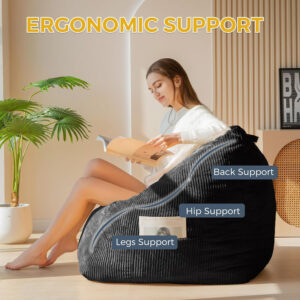 MAXYOYO Bean Bag Chair, Floor Sofa with Handle, Bean Bag Chairs for Adults and Kids, Teens Living Room Bean Bag, Accent Sofa Chair with Pocket for Gaming Reading Relaxing