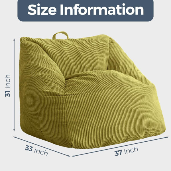 MAXYOYO Bean Bag Chair, Floor Sofa with Handle, Bean Bag Chairs for Adults and Kids, Teens Living Room Bean Bag, Accent Sofa Chair with Pocket for Gaming Reading Relaxing