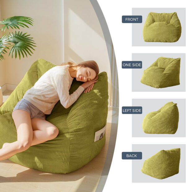 MAXYOYO Bean Bag Chair, Floor Sofa with Handle, Bean Bag Chairs for Adults and Kids, Teens Living Room Bean Bag, Accent Sofa Chair with Pocket for Gaming Reading Relaxing