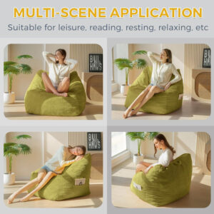 MAXYOYO Bean Bag Chair, Floor Sofa with Handle, Bean Bag Chairs for Adults and Kids, Teens Living Room Bean Bag, Accent Sofa Chair with Pocket for Gaming Reading Relaxing