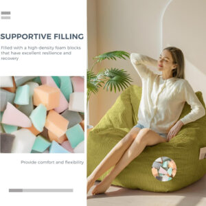 MAXYOYO Bean Bag Chair, Floor Sofa with Handle, Bean Bag Chairs for Adults and Kids, Teens Living Room Bean Bag, Accent Sofa Chair with Pocket for Gaming Reading Relaxing