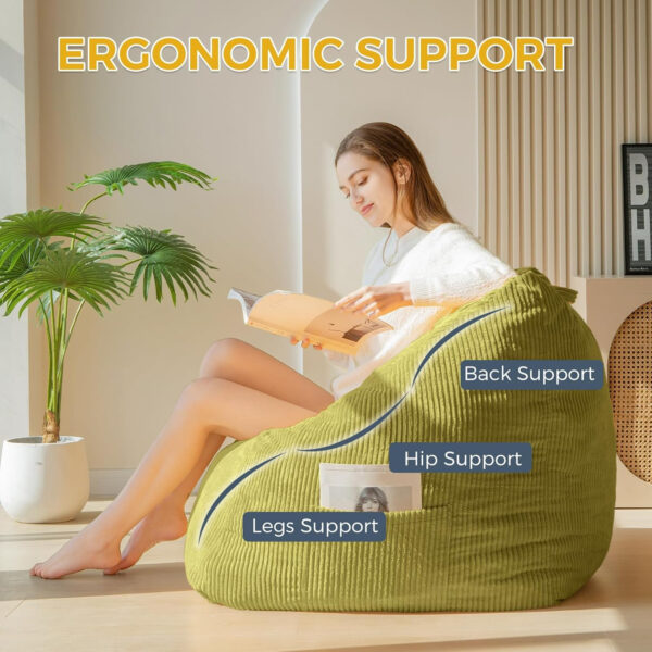 MAXYOYO Bean Bag Chair, Floor Sofa with Handle, Bean Bag Chairs for Adults and Kids, Teens Living Room Bean Bag, Accent Sofa Chair with Pocket for Gaming Reading Relaxing