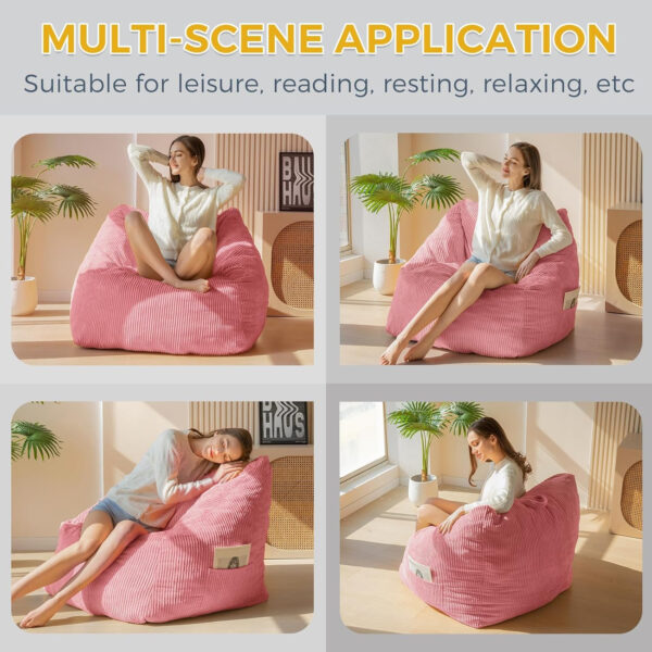 MAXYOYO Bean Bag Chair, Floor Sofa with Handle, Bean Bag Chairs for Adults and Kids, Teens Living Room Bean Bag, Accent Sofa Chair with Pocket for Gaming Reading Relaxing