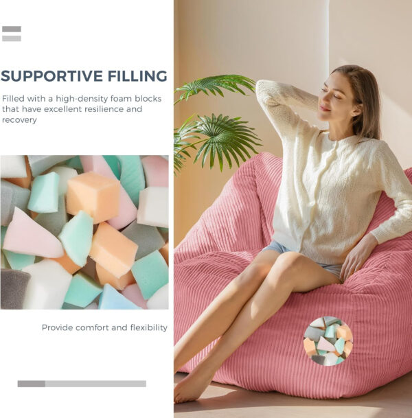 MAXYOYO Bean Bag Chair, Floor Sofa with Handle, Bean Bag Chairs for Adults and Kids, Teens Living Room Bean Bag, Accent Sofa Chair with Pocket for Gaming Reading Relaxing