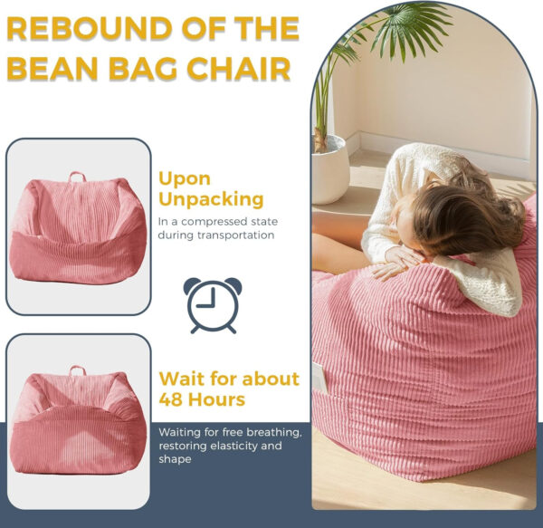 MAXYOYO Bean Bag Chair, Floor Sofa with Handle, Bean Bag Chairs for Adults and Kids, Teens Living Room Bean Bag, Accent Sofa Chair with Pocket for Gaming Reading Relaxing