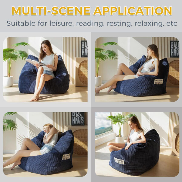 MAXYOYO Bean Bag Chair, Floor Sofa with Handle, Bean Bag Chairs for Adults and Kids, Teens Living Room Bean Bag, Accent Sofa Chair with Pocket for Gaming Reading Relaxing