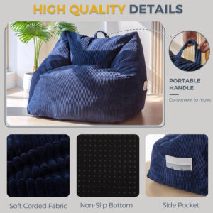 MAXYOYO Bean Bag Chair, Floor Sofa with Handle, Bean Bag Chairs for Adults and Kids, Teens Living Room Bean Bag, Accent Sofa Chair with Pocket for Gaming Reading Relaxing