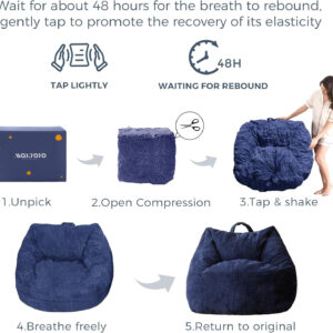 MAXYOYO Bean Bag Chair, Floor Sofa with Handle, Bean Bag Chairs for Adults and Kids, Teens Living Room Bean Bag, Accent Sofa Chair with Pocket for Gaming Reading Relaxing