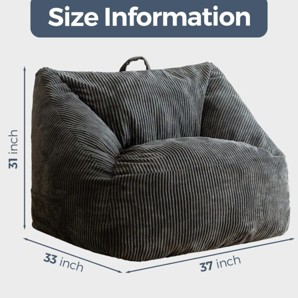 MAXYOYO Bean Bag Chair, Floor Sofa with Handle, Bean Bag Chairs for Adults and Kids, Teens Living Room Bean Bag, Accent Sofa Chair with Pocket for Gaming Reading Relaxing