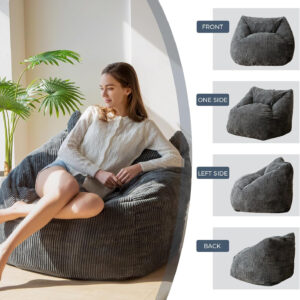 MAXYOYO Bean Bag Chair, Floor Sofa with Handle, Bean Bag Chairs for Adults and Kids, Teens Living Room Bean Bag, Accent Sofa Chair with Pocket for Gaming Reading Relaxing