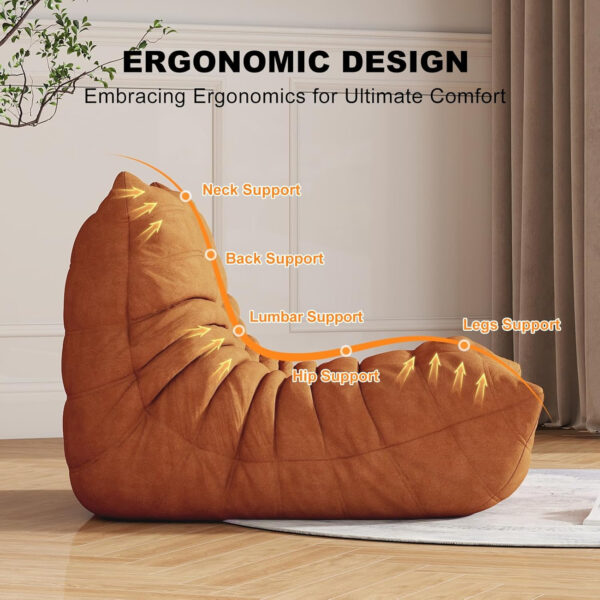 Bean Bag Chair for Adults, Bean Bag Sofa - Adult Size with Soft Waterproof Fabric for Living Room, Apartments, Reading Corner, Gaming, and Movie Venue (DarkOrange)