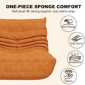 Bean Bag Chair for Adults, Bean Bag Sofa - Adult Size with Soft Waterproof Fabric for Living Room, Apartments, Reading Corner, Gaming, and Movie Venue (DarkOrange)