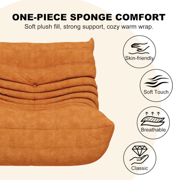 Bean Bag Chair for Adults, Bean Bag Sofa - Adult Size with Soft Waterproof Fabric for Living Room, Apartments, Reading Corner, Gaming, and Movie Venue (DarkOrange)