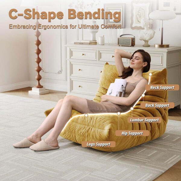 Bean Bag Chair for Adults, Bean Bag Sofa - Adult Size with Soft Waterproof Fabric for Living Room, Apartments, Reading Corner, Gaming, and Movie Venue (DarkOrange)