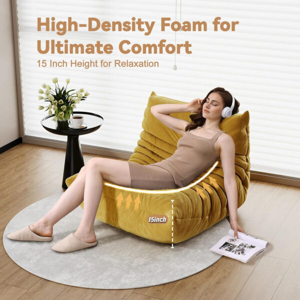 Bean Bag Chair for Adults, Bean Bag Sofa - Adult Size with Soft Waterproof Fabric for Living Room, Apartments, Reading Corner, Gaming, and Movie Venue (DarkOrange)