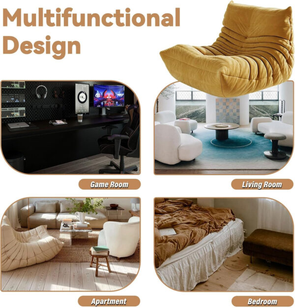 Bean Bag Chair for Adults, Bean Bag Sofa - Adult Size with Soft Waterproof Fabric for Living Room, Apartments, Reading Corner, Gaming, and Movie Venue (DarkOrange)