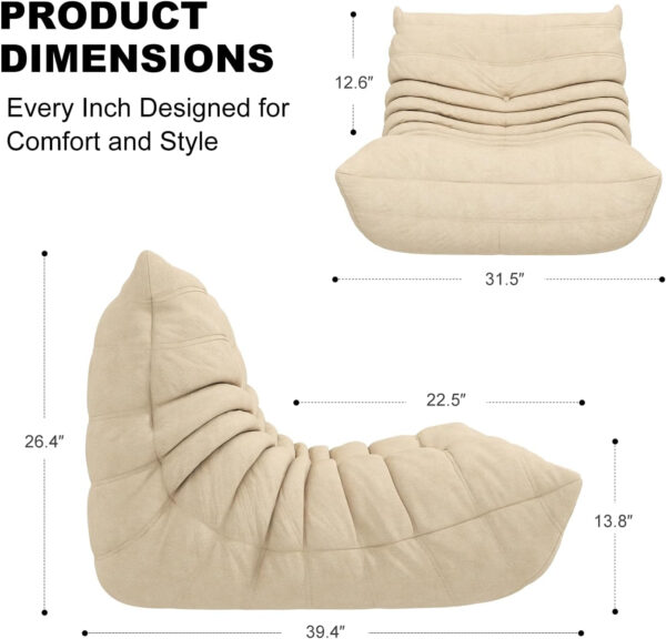 Bean Bag Chair for Adults, Bean Bag Sofa - Adult Size with Soft Waterproof Fabric for Living Room, Apartments, Reading Corner, Gaming, and Movie Venue (DarkOrange)