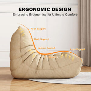 Bean Bag Chair for Adults, Bean Bag Sofa - Adult Size with Soft Waterproof Fabric for Living Room, Apartments, Reading Corner, Gaming, and Movie Venue (DarkOrange)