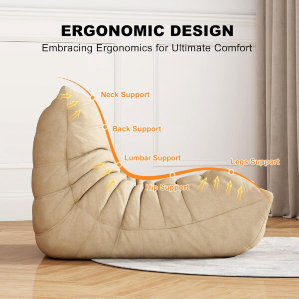 Bean Bag Chair for Adults, Bean Bag Sofa - Adult Size with Soft Waterproof Fabric for Living Room, Apartments, Reading Corner, Gaming, and Movie Venue (DarkOrange)