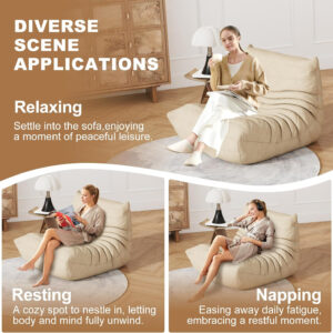 Bean Bag Chair for Adults, Bean Bag Sofa - Adult Size with Soft Waterproof Fabric for Living Room, Apartments, Reading Corner, Gaming, and Movie Venue (DarkOrange)