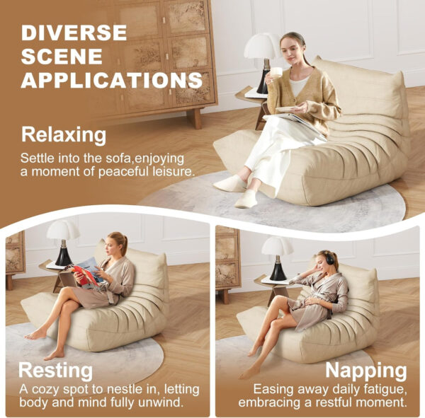 Bean Bag Chair for Adults, Bean Bag Sofa - Adult Size with Soft Waterproof Fabric for Living Room, Apartments, Reading Corner, Gaming, and Movie Venue (DarkOrange)