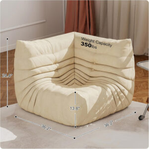 Bean Bag Chair for Adults, Bean Bag Sofa - Adult Size with Soft Waterproof Fabric for Living Room, Apartments, Reading Corner, Gaming, and Movie Venue (DarkOrange)