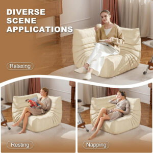 Bean Bag Chair for Adults, Bean Bag Sofa - Adult Size with Soft Waterproof Fabric for Living Room, Apartments, Reading Corner, Gaming, and Movie Venue (DarkOrange)