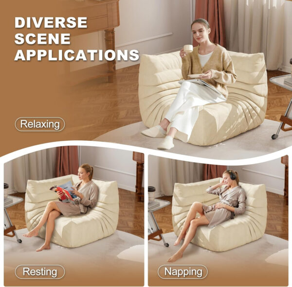 Bean Bag Chair for Adults, Bean Bag Sofa - Adult Size with Soft Waterproof Fabric for Living Room, Apartments, Reading Corner, Gaming, and Movie Venue (DarkOrange)