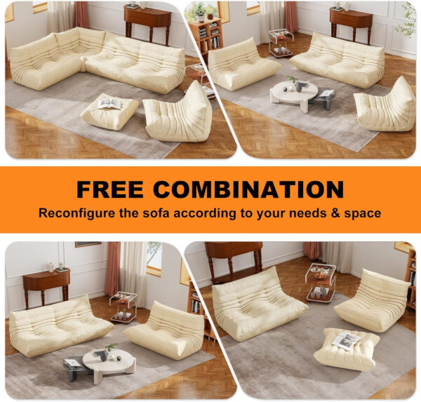 Bean Bag Chair for Adults, Bean Bag Sofa - Adult Size with Soft Waterproof Fabric for Living Room, Apartments, Reading Corner, Gaming, and Movie Venue (DarkOrange)