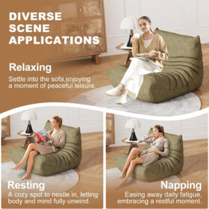 Bean Bag Chair for Adults, Bean Bag Sofa - Adult Size with Soft Waterproof Fabric for Living Room, Apartments, Reading Corner, Gaming, and Movie Venue (DarkOrange)