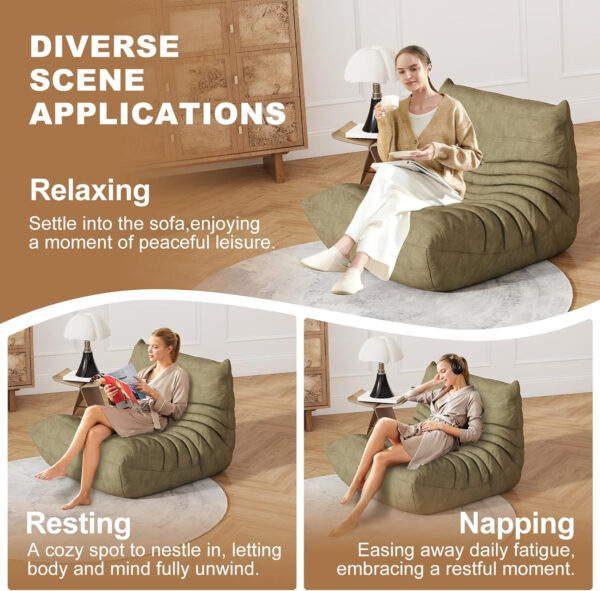 Bean Bag Chair for Adults, Bean Bag Sofa - Adult Size with Soft Waterproof Fabric for Living Room, Apartments, Reading Corner, Gaming, and Movie Venue (DarkOrange)