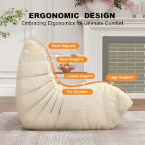 Bean Bag Chair for Adults, Bean Bag Sofa - Adult Size with Soft Waterproof Fabric for Living Room, Apartments, Reading Corner, Gaming, and Movie Venue (DarkOrange)