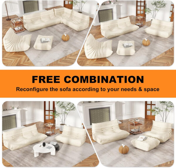 Bean Bag Chair for Adults, Bean Bag Sofa - Adult Size with Soft Waterproof Fabric for Living Room, Apartments, Reading Corner, Gaming, and Movie Venue (DarkOrange)