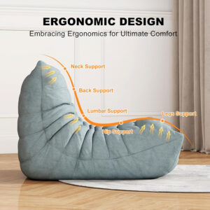 Bean Bag Chair for Adults, Bean Bag Sofa - Adult Size with Soft Waterproof Fabric for Living Room, Apartments, Reading Corner, Gaming, and Movie Venue (DarkOrange)