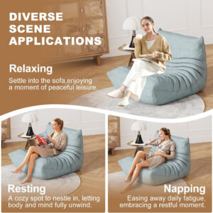 Bean Bag Chair for Adults, Bean Bag Sofa - Adult Size with Soft Waterproof Fabric for Living Room, Apartments, Reading Corner, Gaming, and Movie Venue (DarkOrange)