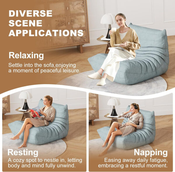 Bean Bag Chair for Adults, Bean Bag Sofa - Adult Size with Soft Waterproof Fabric for Living Room, Apartments, Reading Corner, Gaming, and Movie Venue (DarkOrange)